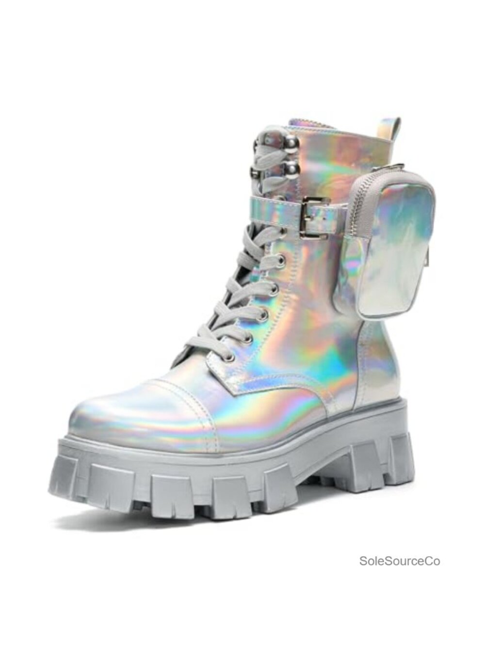 Platform Combat Boots Lace Up Chunky Ankle Booties Lug Sole Buckle Strap